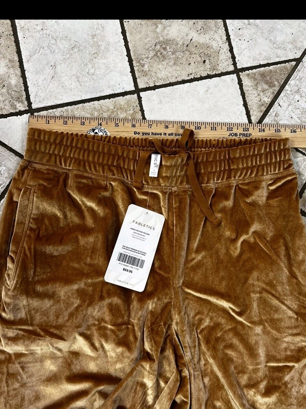Fabletics Daria Velour Jogger Pants Women L 10 Honey NWT Drawstring Tapered - Picture 5 of 10